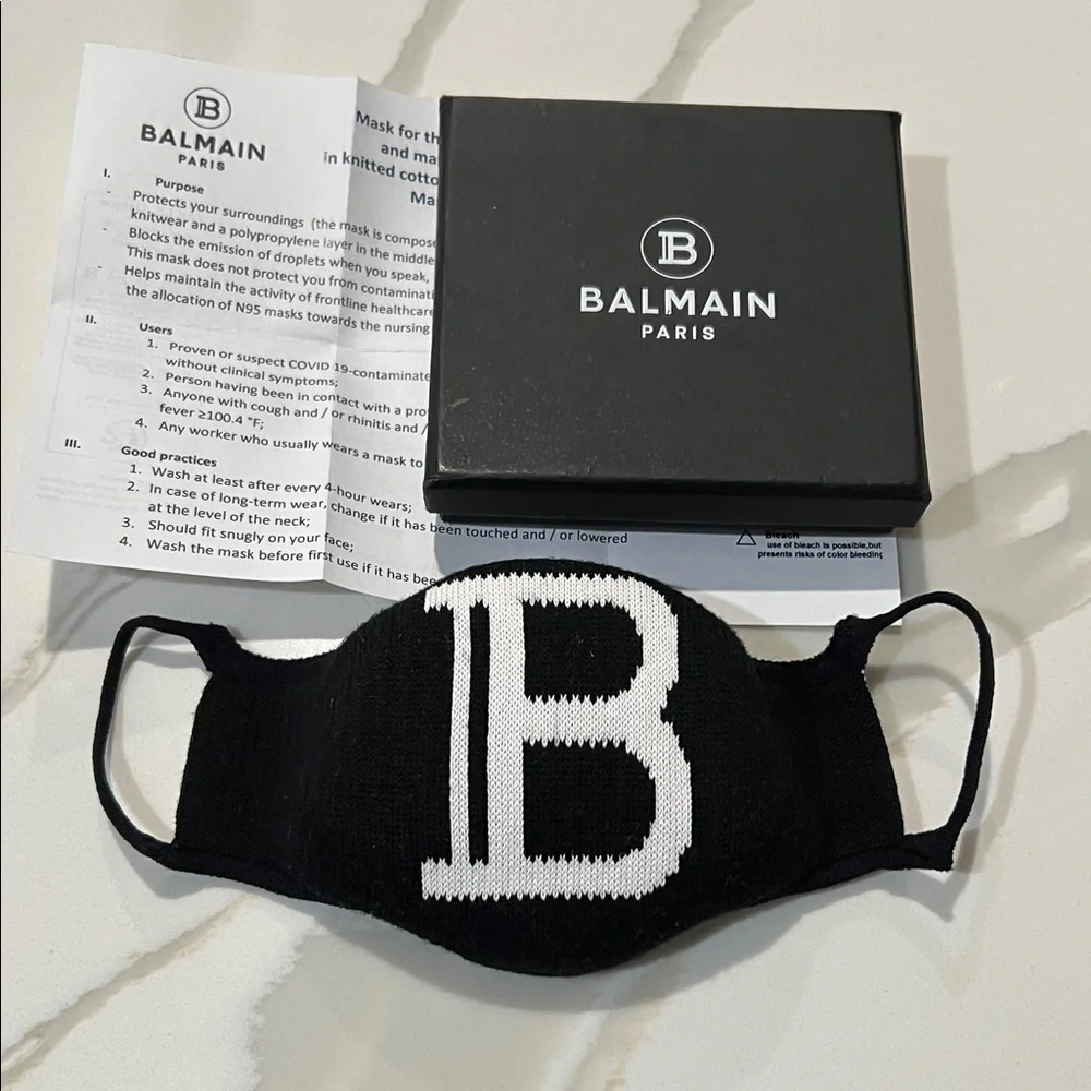 Balmain Monochrome Logo Face Mask